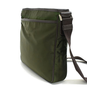 Prada Saffiano Green Tessuto Shoulder Mimetico Plate Triangle